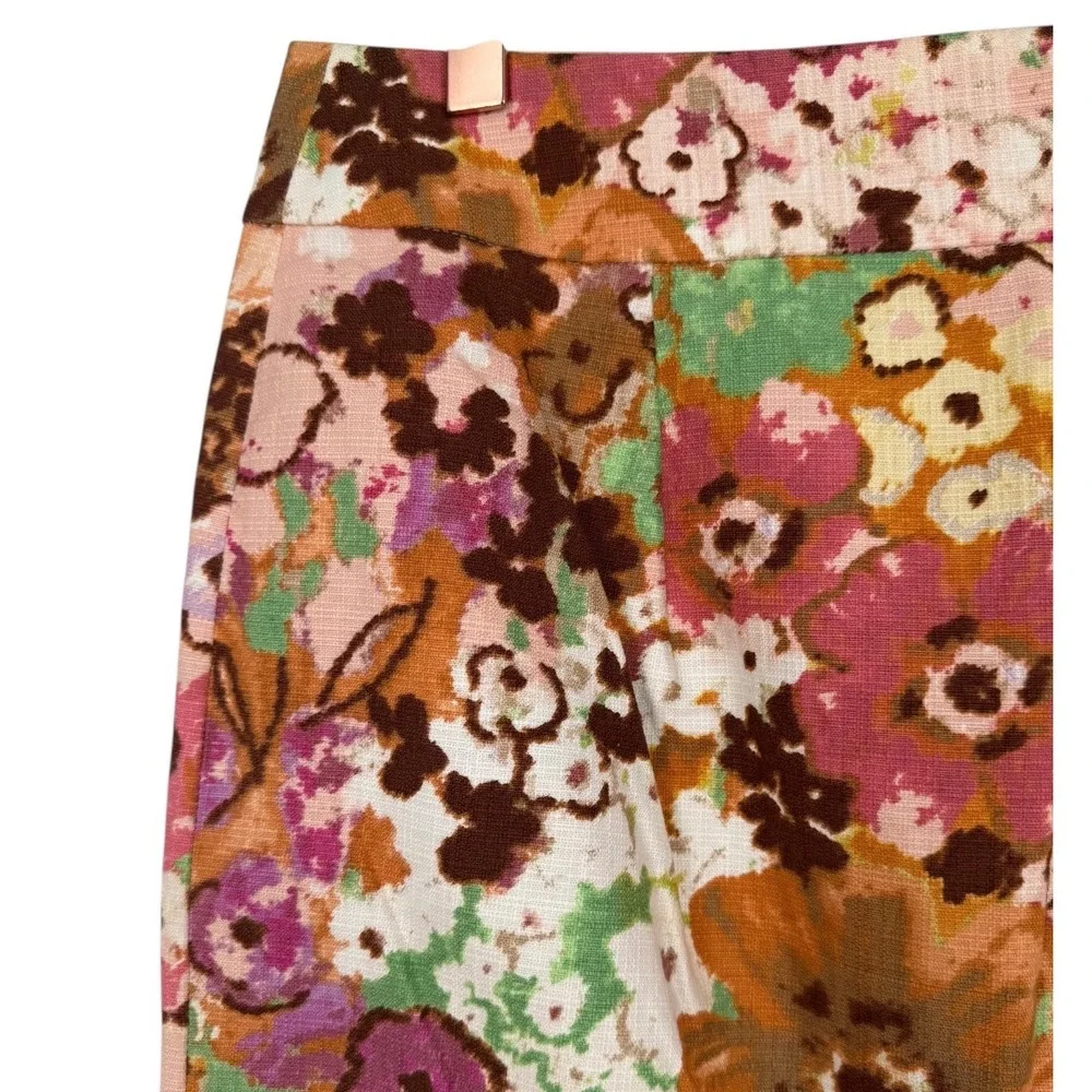 J.Crew Womens Watercolor Floral Pencil Skirt Cotton Sz 6 Preppy Feminine Office